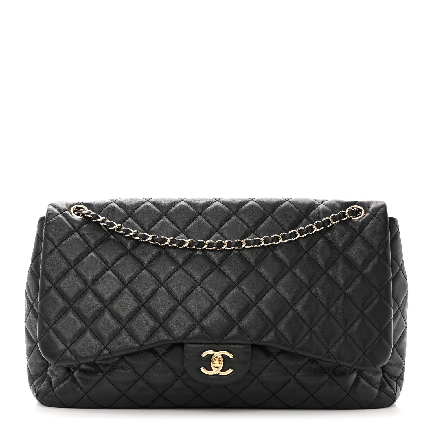 Chanel Metallized Calfskin Quilted Small XXL Travel Flap Bag Black 1 of 10