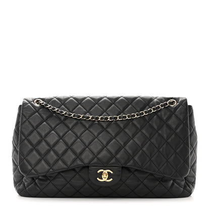 Chanel Metallized Calfskin Quilted Small XXL Travel Flap Bag Black 1 of 10