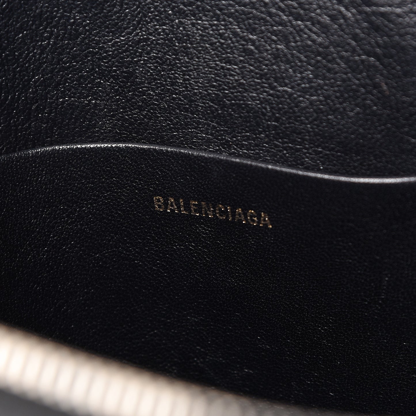 Calfskin Ville Logo Zip Pouch Black
