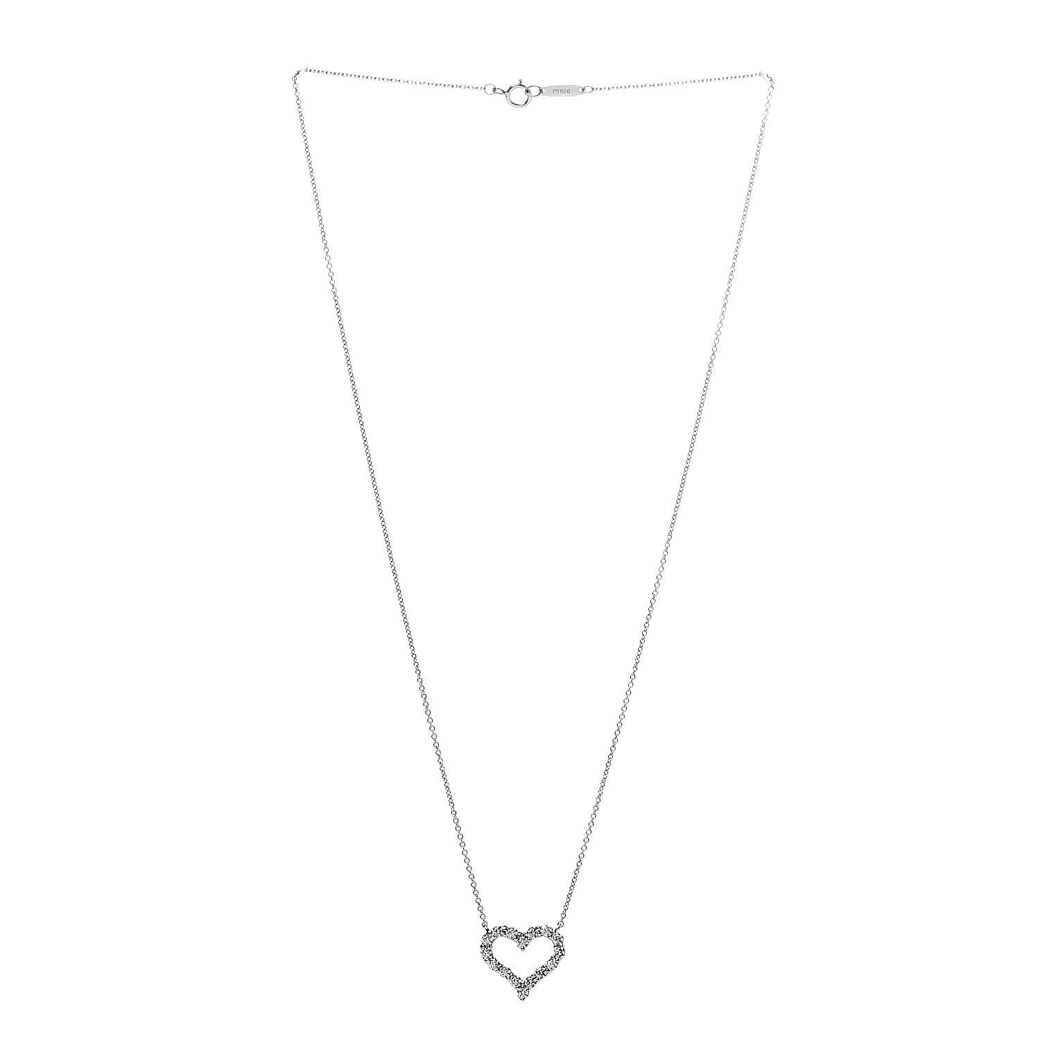 Tiffany Platinum Diamond Small Heart Pendant Necklace 3 of 8