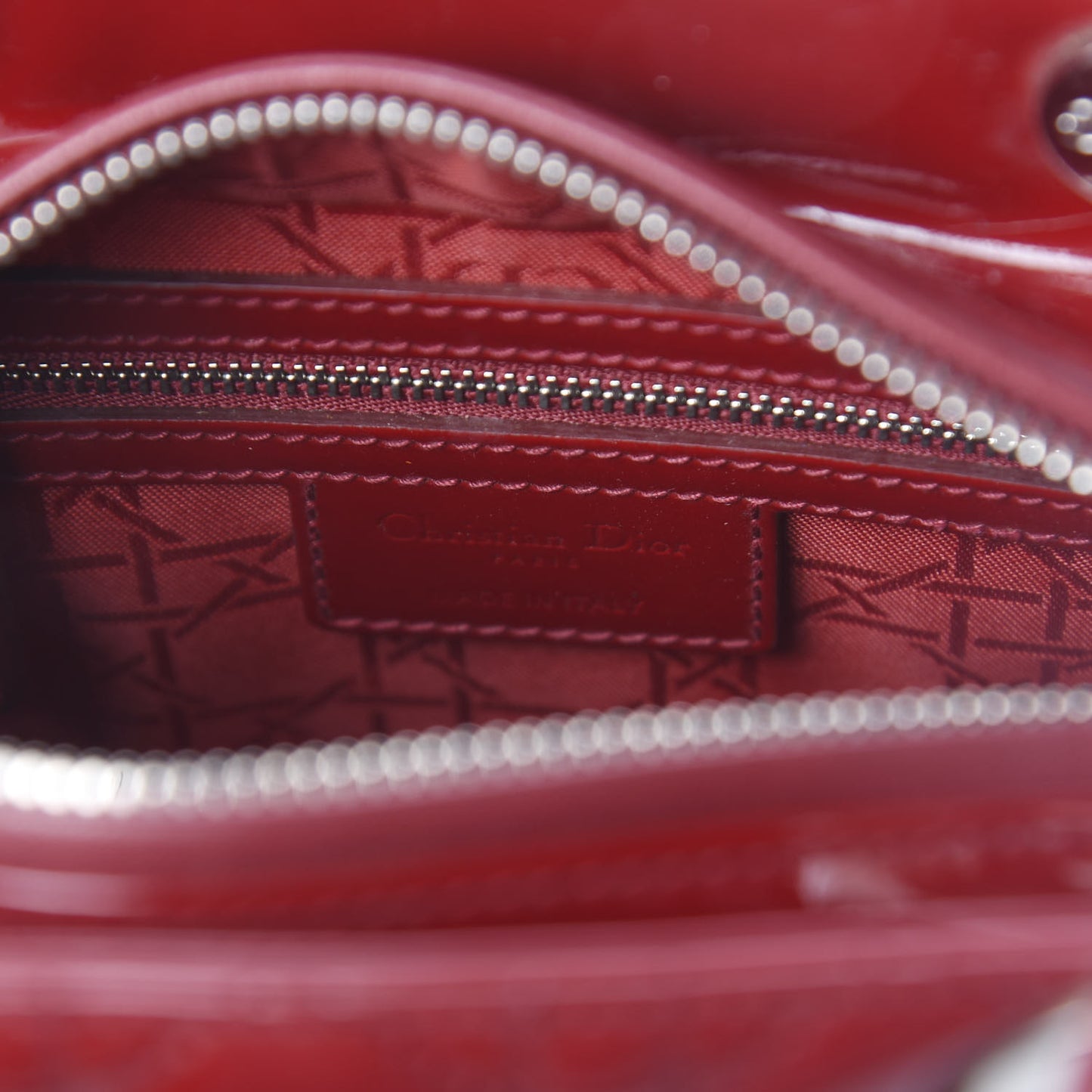 Patent Cannage Medium Lady Dior Red