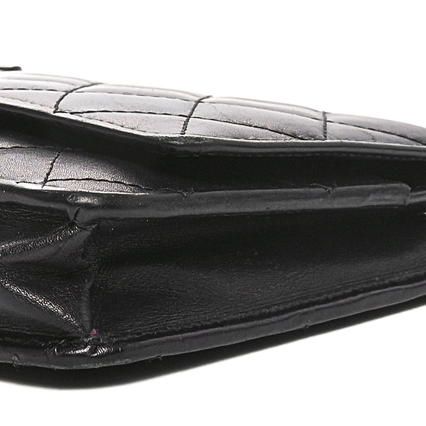 Calfskin Quilted Cambon Wallet on Chain WOC Black