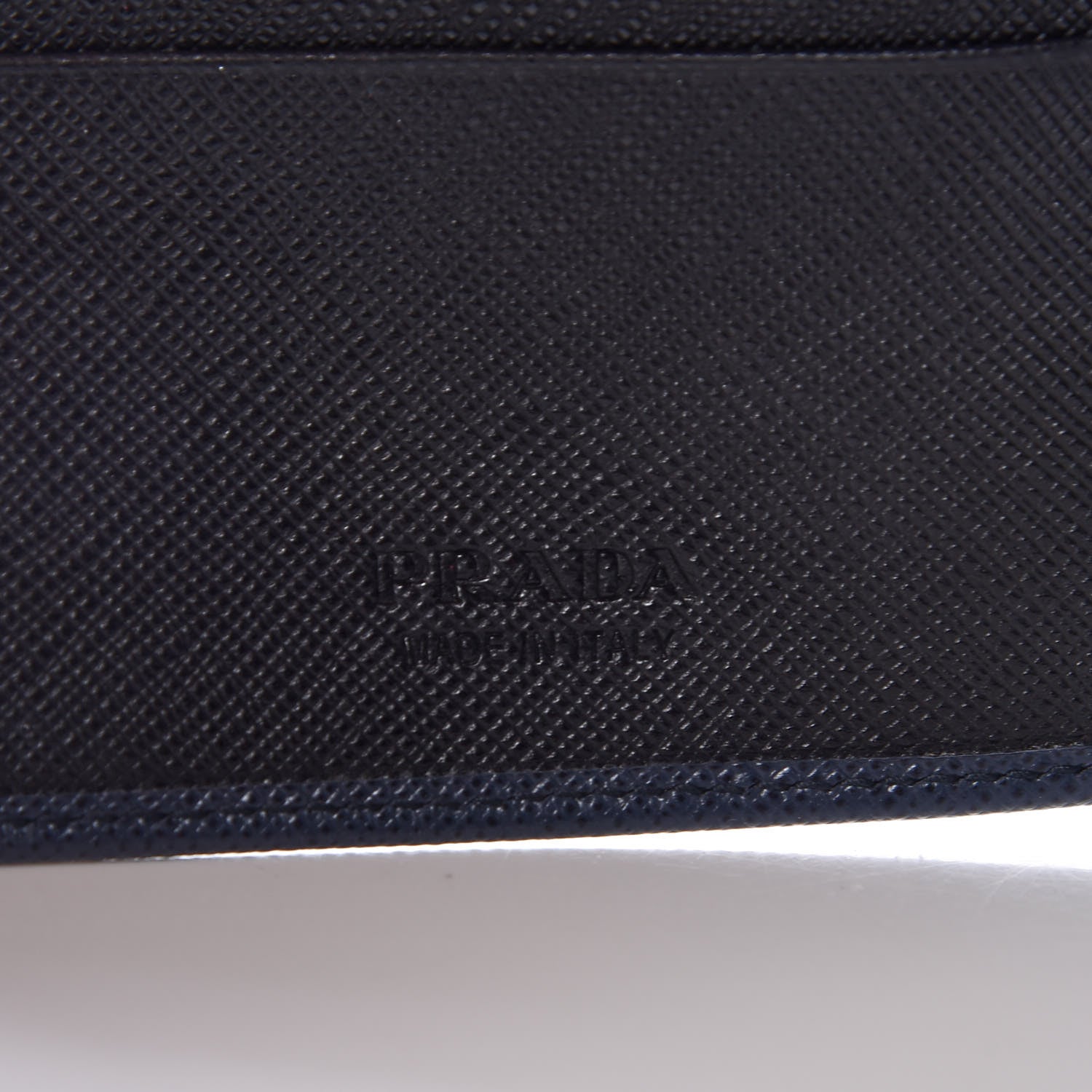 Prada Saffiano Bi-Color Money Clip Bi-Fold Wallet Baltico Black 6 of 7