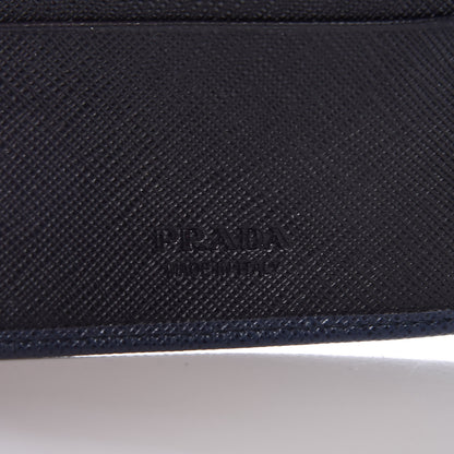 Prada Saffiano Bi-Color Money Clip Bi-Fold Wallet Baltico Black 6 of 7