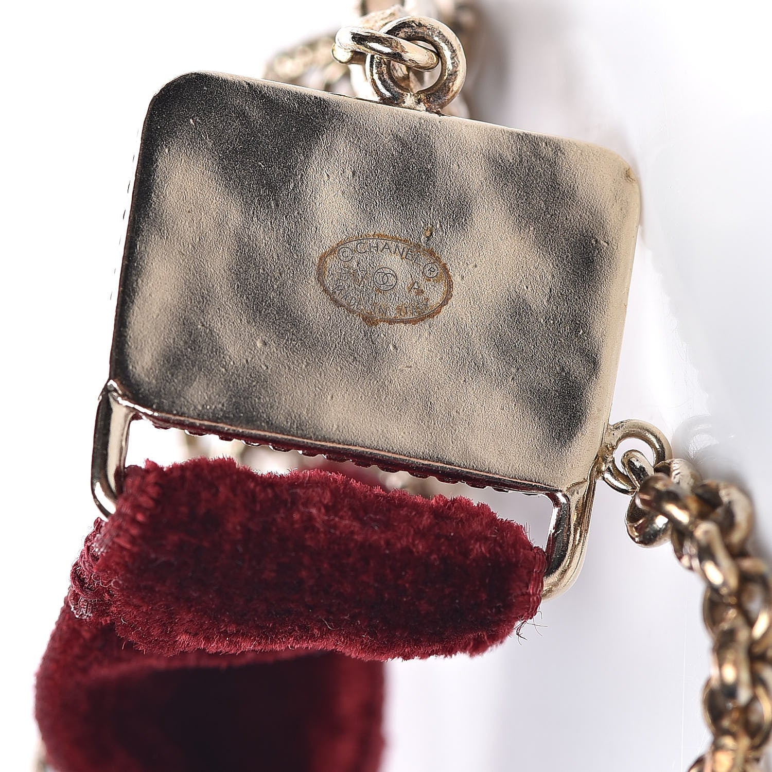 Chanel Velvet Gripoix Crystal CC Choker Necklace Red Gold 4 of 4