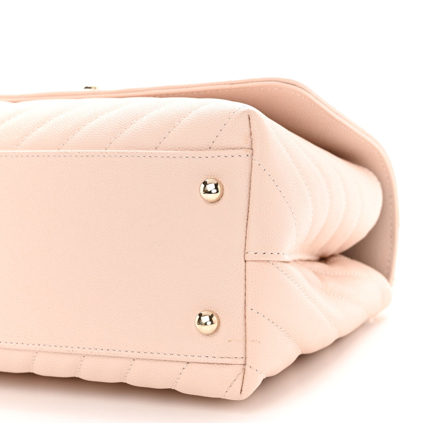 Caviar Lizard Chevron Quilted Small Coco Handle Flap Beige