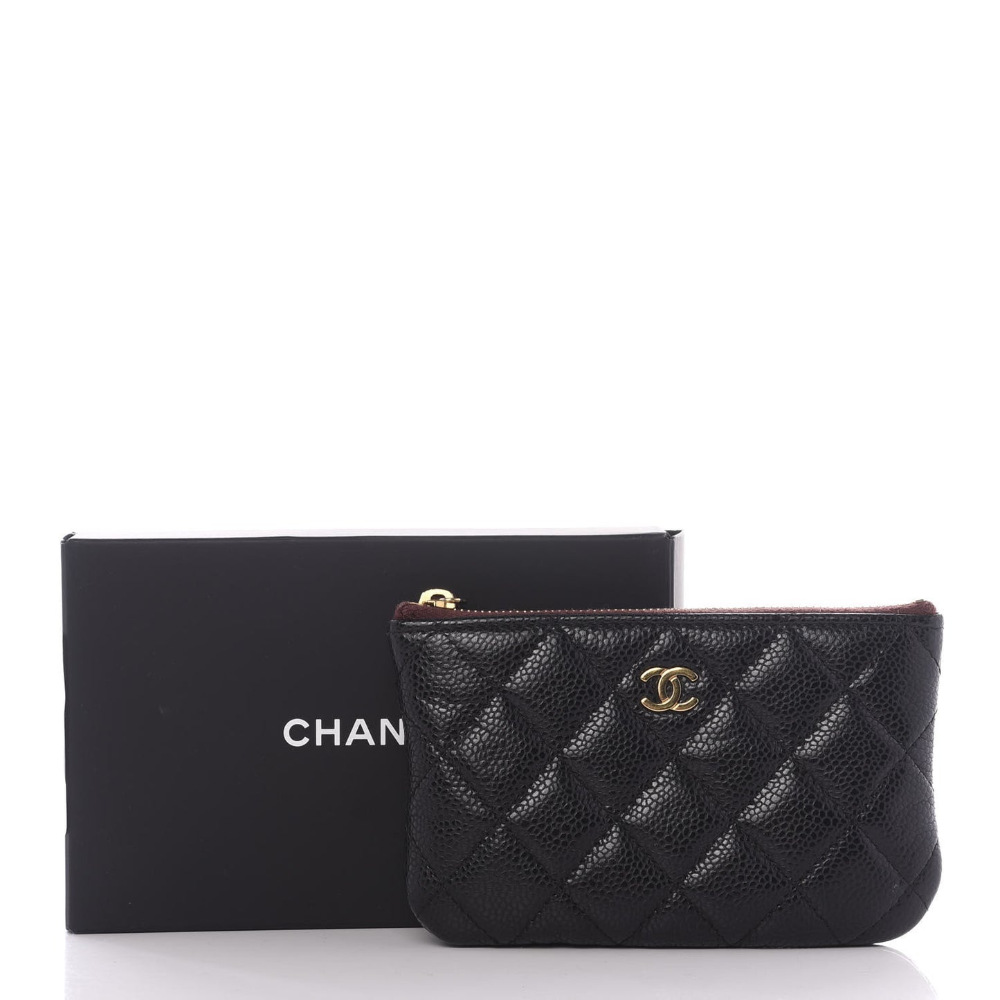 Caviar Quilted Small Cosmetic Case Black