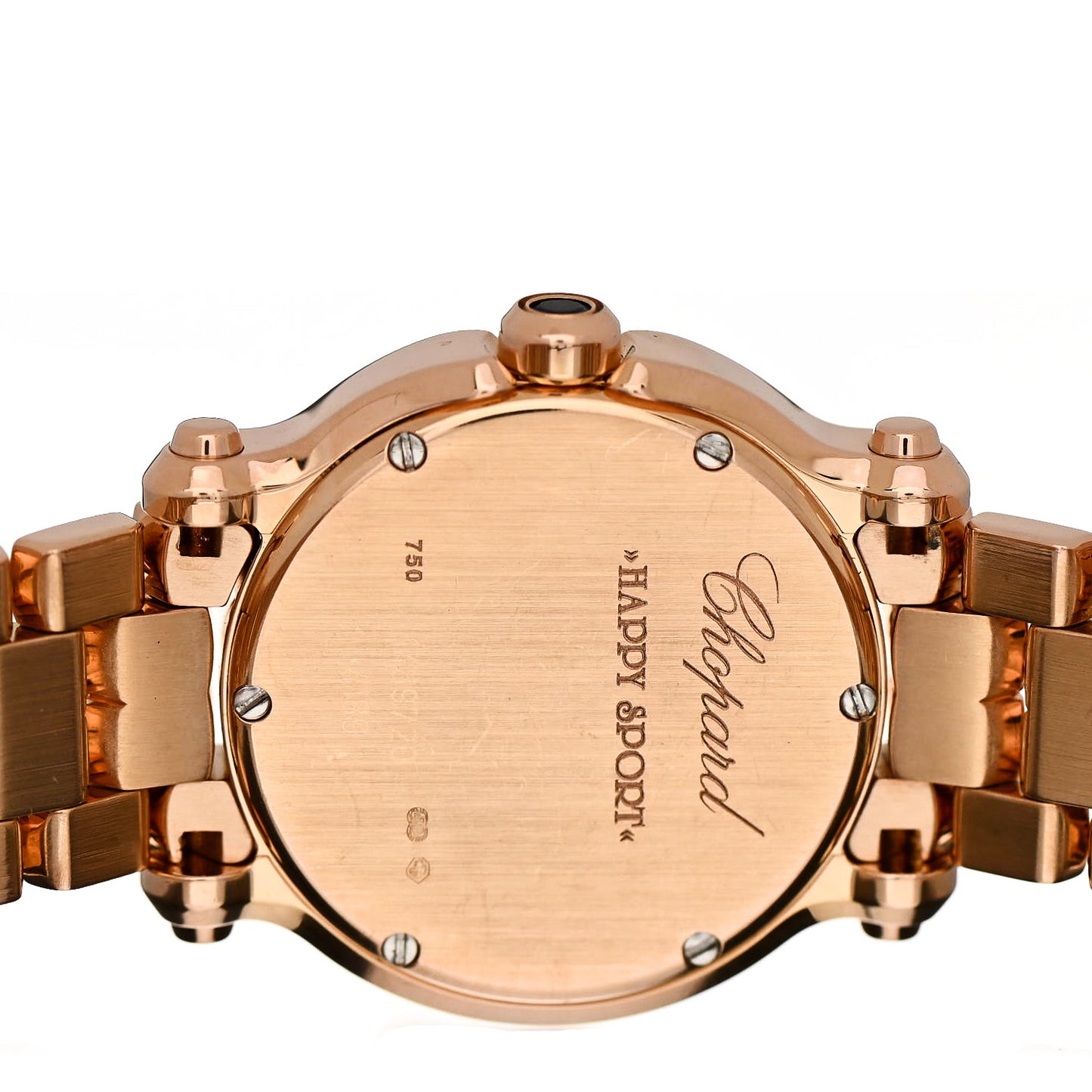 18K Rose Gold Diamond Bezel 30mm Happy Sport Quartz Watch Brown