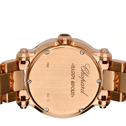 Chopard 18K Rose Gold Diamond Bezel 30mm Happy Sport Quartz Watch Brown 4 of 5