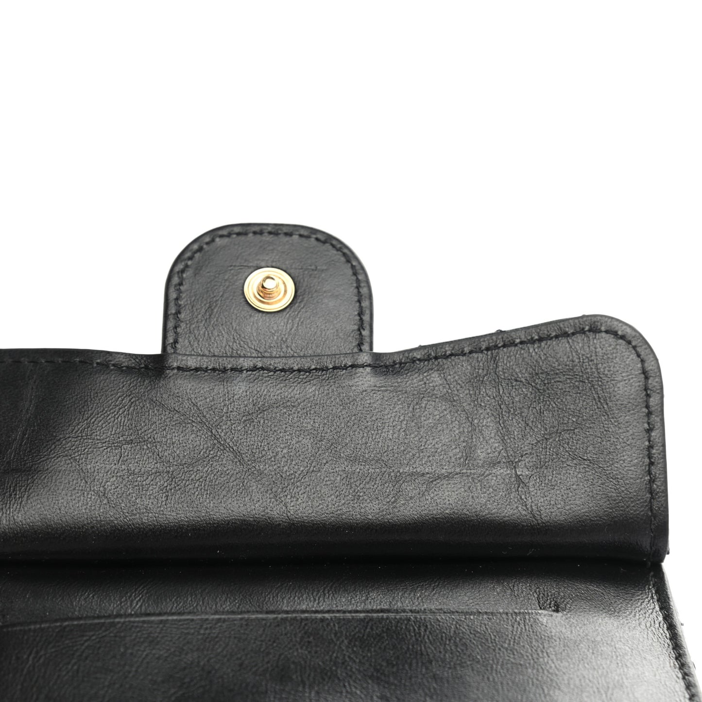 Aged Calfskin Quilted Reissue Flap Zip Card Holder Black