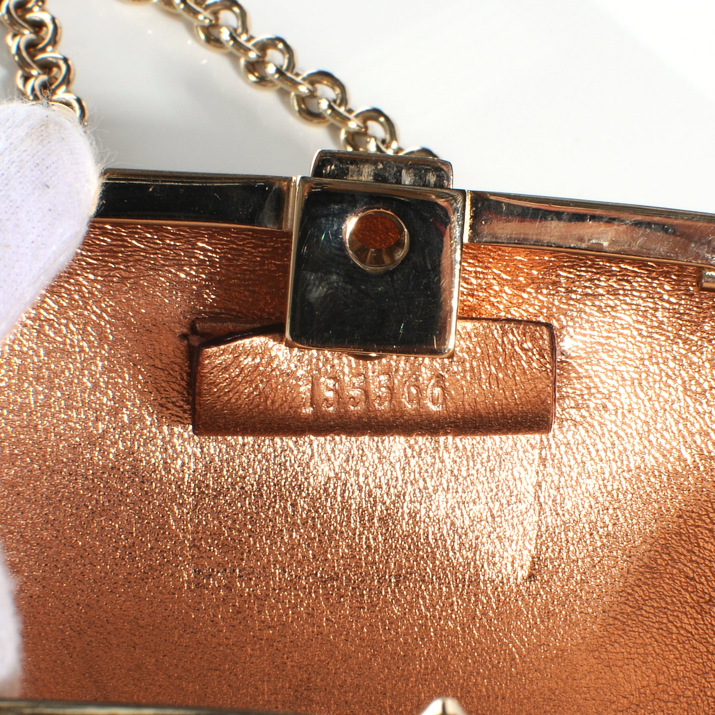 Metal Guccissima Dragonfly Minaudiere Clutch Gold