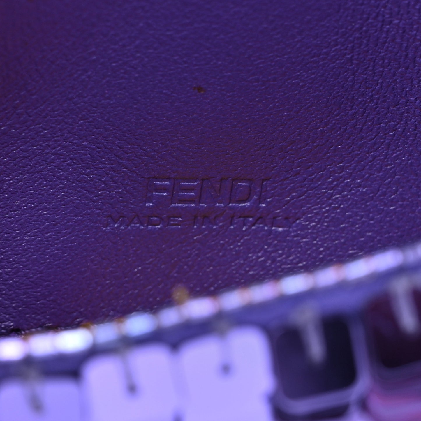 Sequin Paillettes Shiny Nappa Sex and the City Nano Baguette Charm Viola Purple Rain