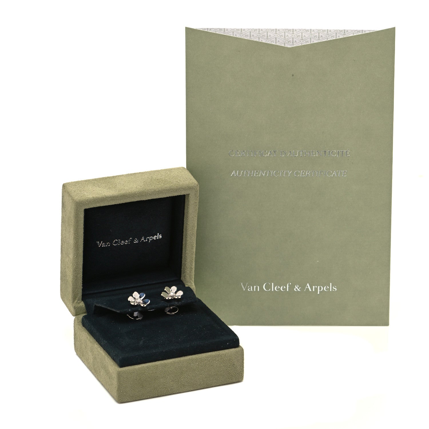 Van Cleef & Arpels 18K White Gold Diamond Mini Frivole Earrings 5 of 5