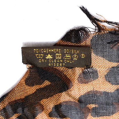 Louis Vuitton Cashmere Silk Leopard Stole Brown 6 of 6