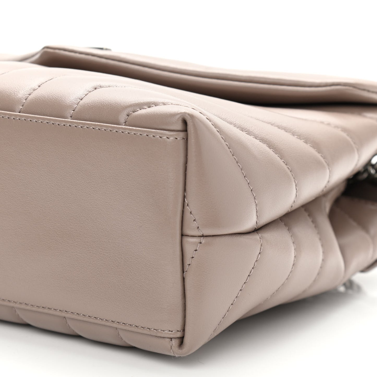 Calfskin Y Quilted Monogram Small Loulou Chain Satchel Taupe Sable