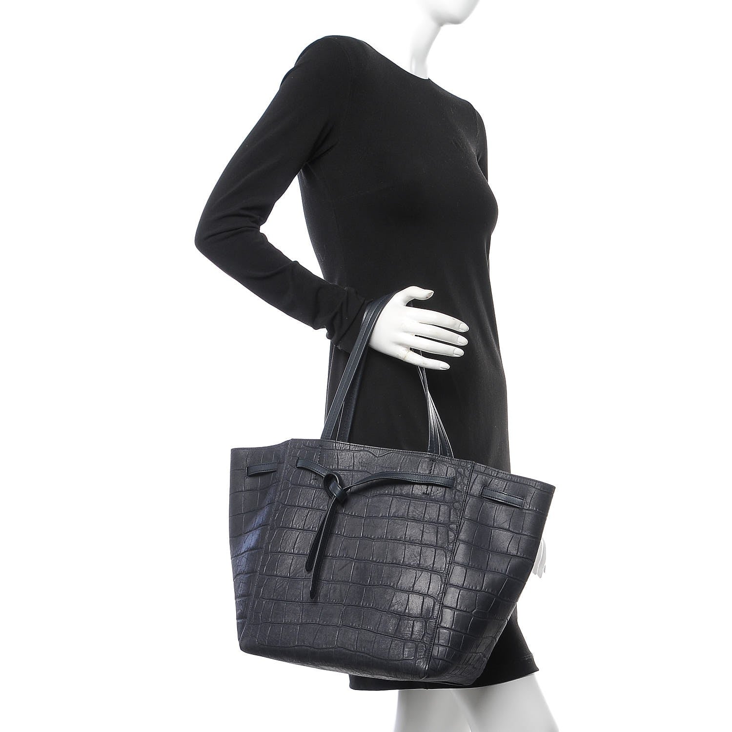 Celine Crocodile Embossed Nubuck Small Belt Cabas Phantom Navy Blue 2 of 12