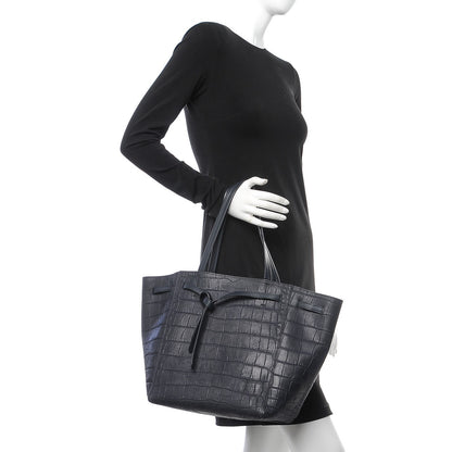 Celine Crocodile Embossed Nubuck Small Belt Cabas Phantom Navy Blue 2 of 12