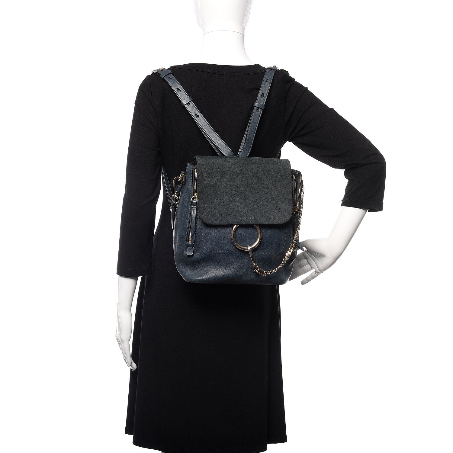 Chloe Suede Calfskin Medium Faye Backpack Silver Blue 2 of 12