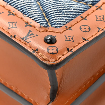 Louis Vuitton Denim Calfskin Malletage Trunk Clutch Light Blue 11 of 12