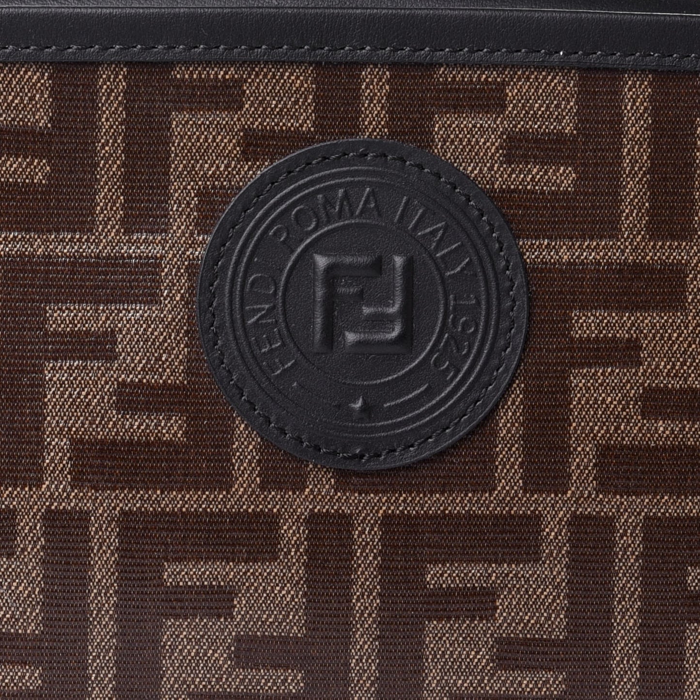 Glazed Fabric Vitello Century FF 1974 Stamp Patch Camera Case Mogano Panna Black