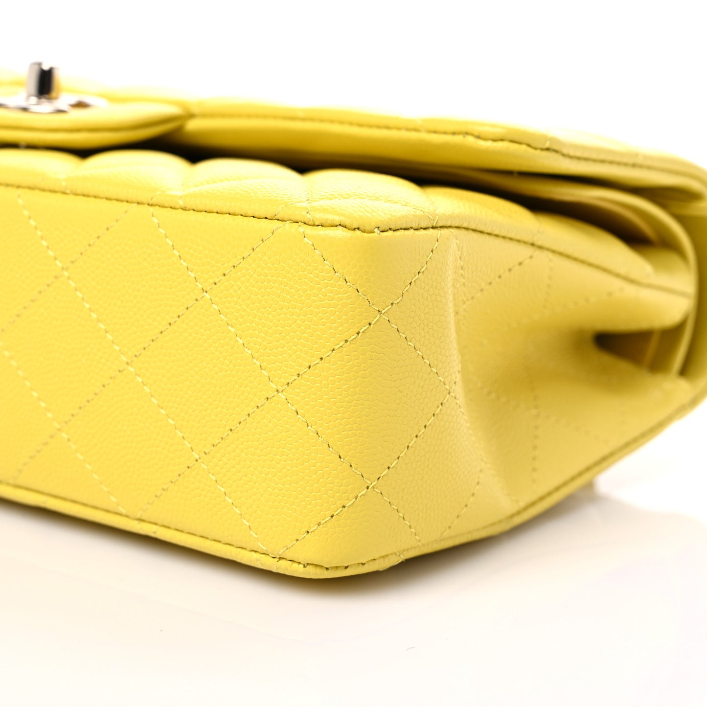 Caviar Quilted Small Double Flap Yellow