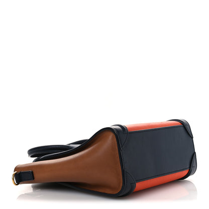 Celine Elephant Calfskin Nano Tri-Color Luggage Bright Orange 4 of 17