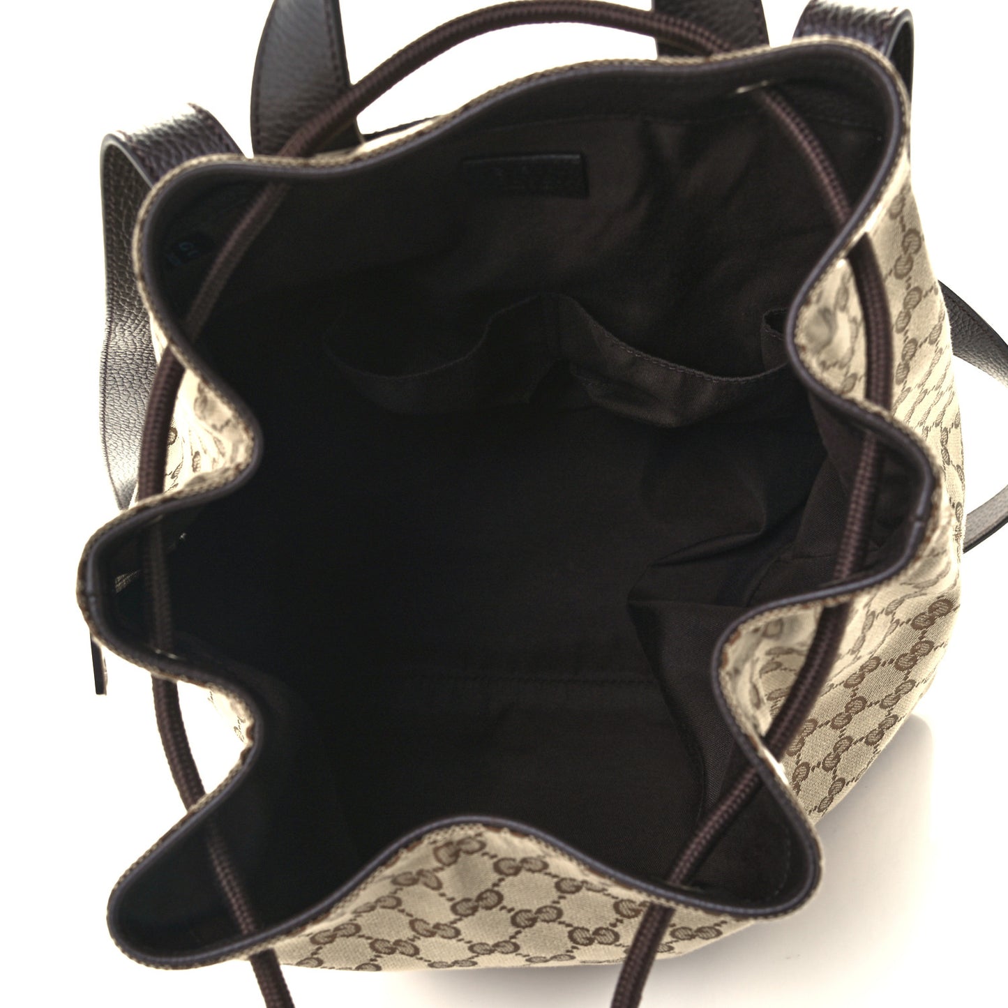 Monogram Dollar Calfskin O Drawstring Backpack Beige Ebony Testa di Moro Dark Chocolate