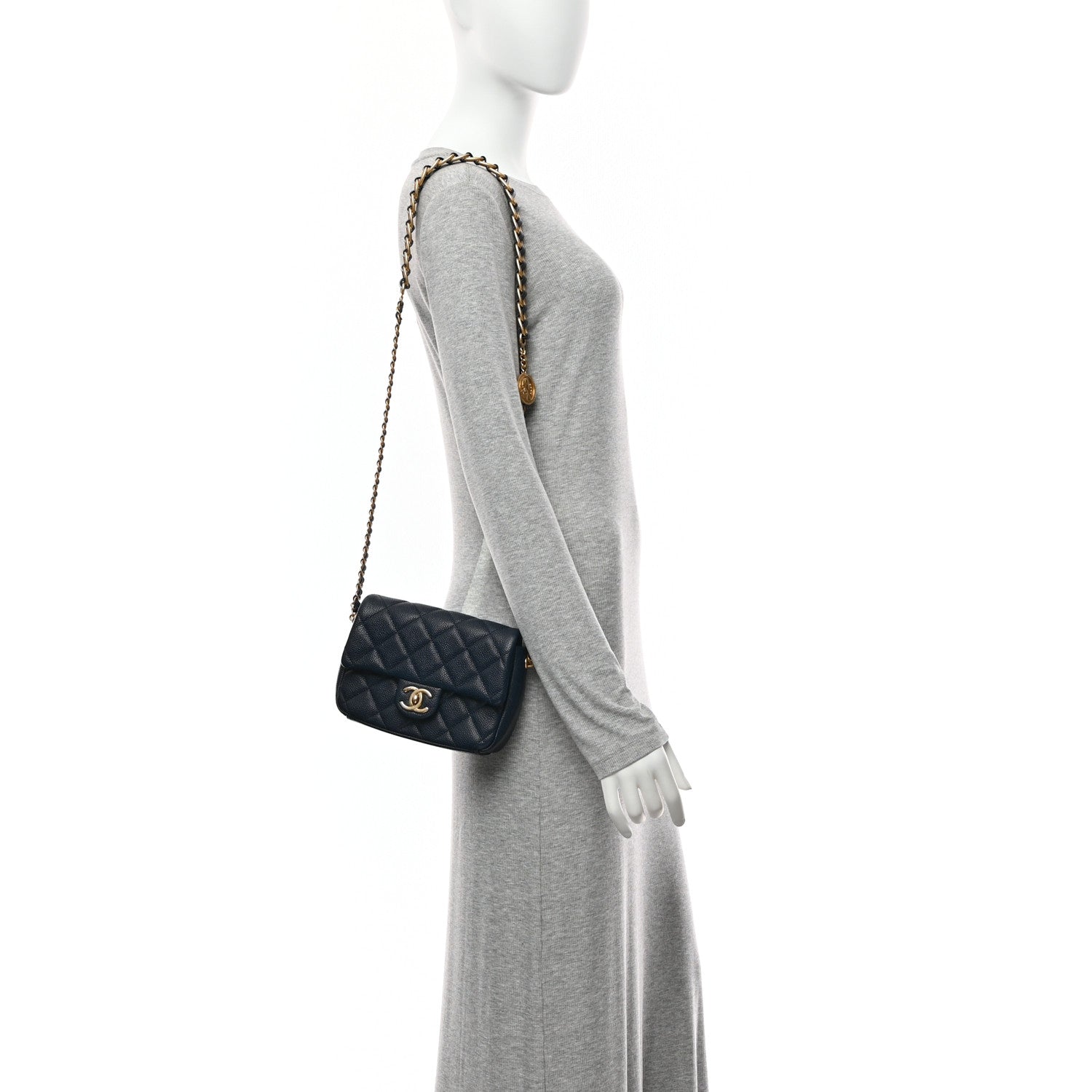 Chanel Caviar Quilted Small Twist Your Buttons Flap Blue 2 of 10