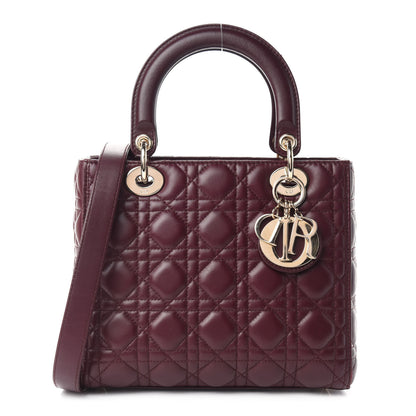 Christian Dior Lambskin Cannage Medium Lady Dior Burgundy 1 of 11