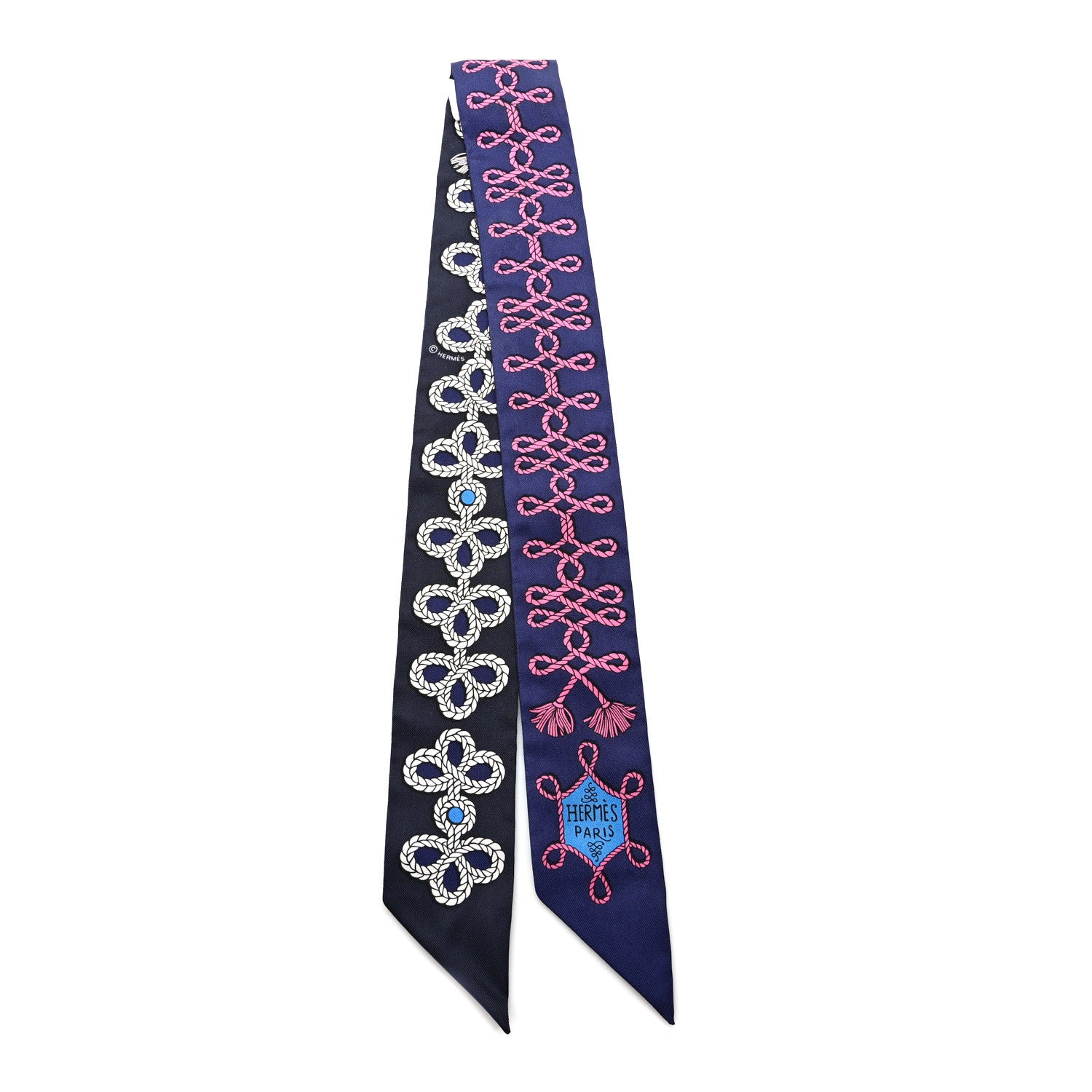 Hermes Silk Galons Et Brandebourg Twilly Indigo Rouge Vif Marine 2 of 4