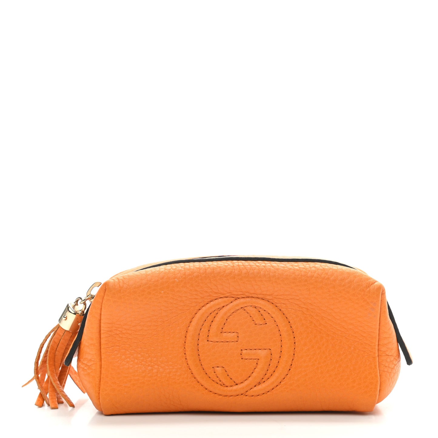 Pebbled Calfskin Small Soho Cosmetic Case Curcuma