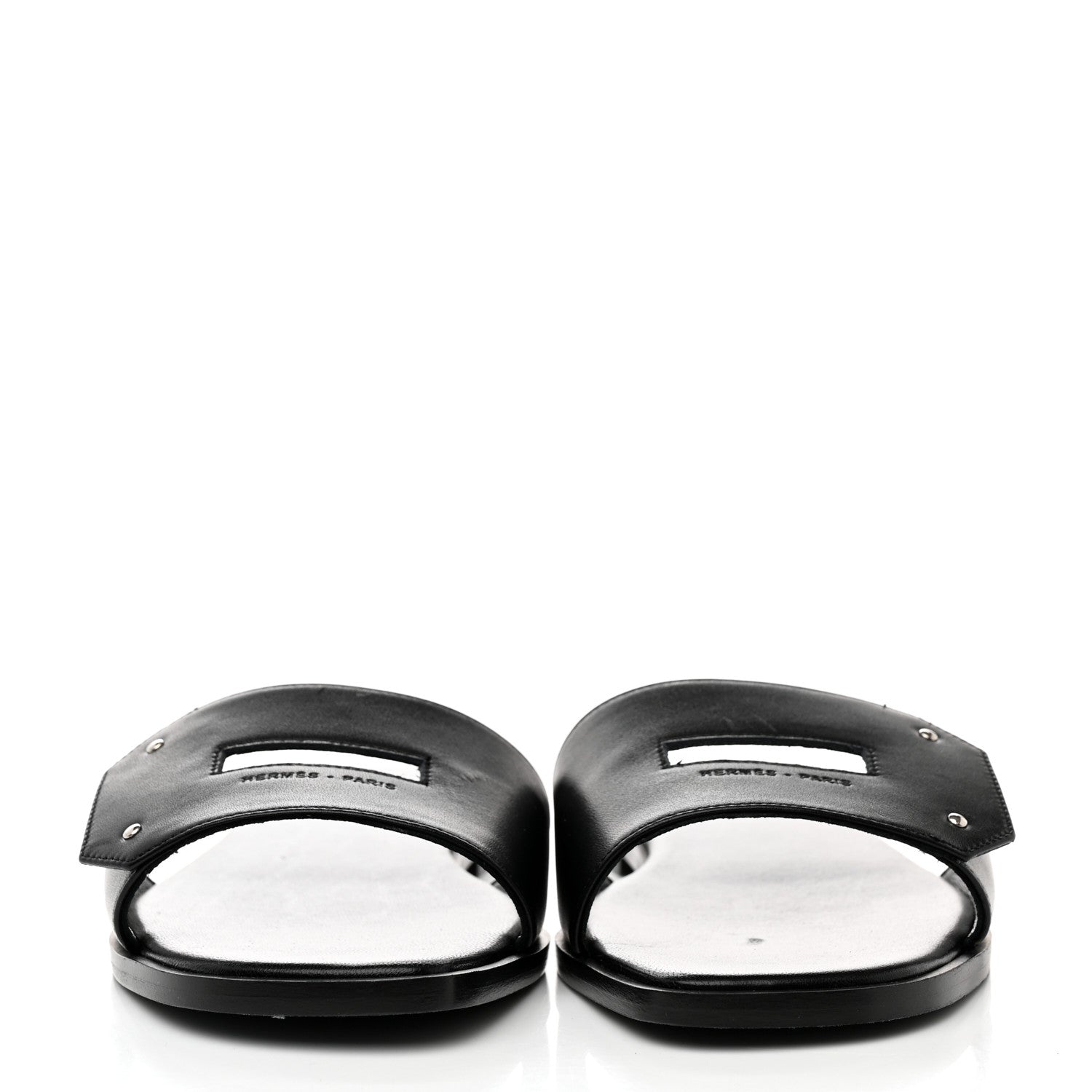 Hermes Calfskin View Sandals 37.5 Black 2 of 9