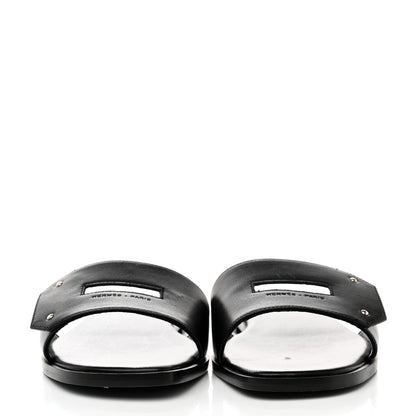 Hermes Calfskin View Sandals 37.5 Black 2 of 9