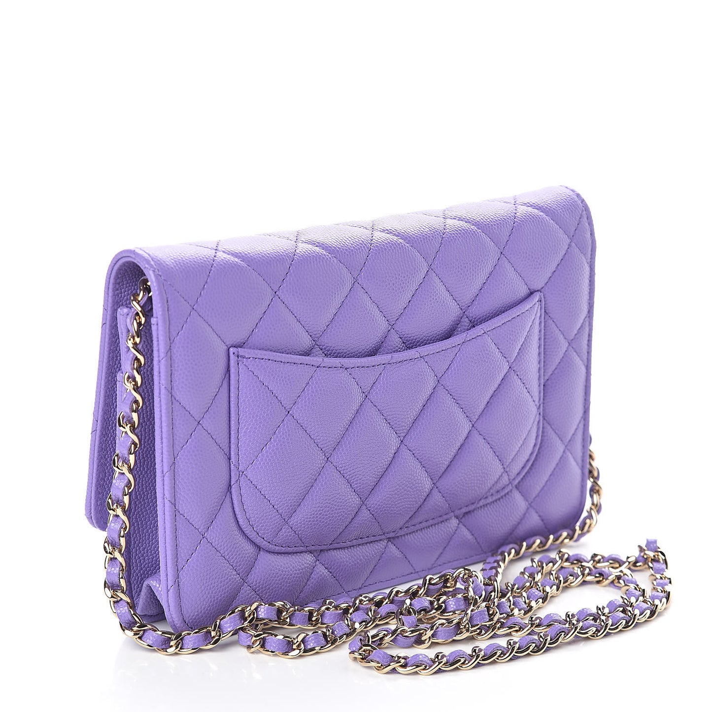 Caviar Quilted Wallet On Chain WOC Purple