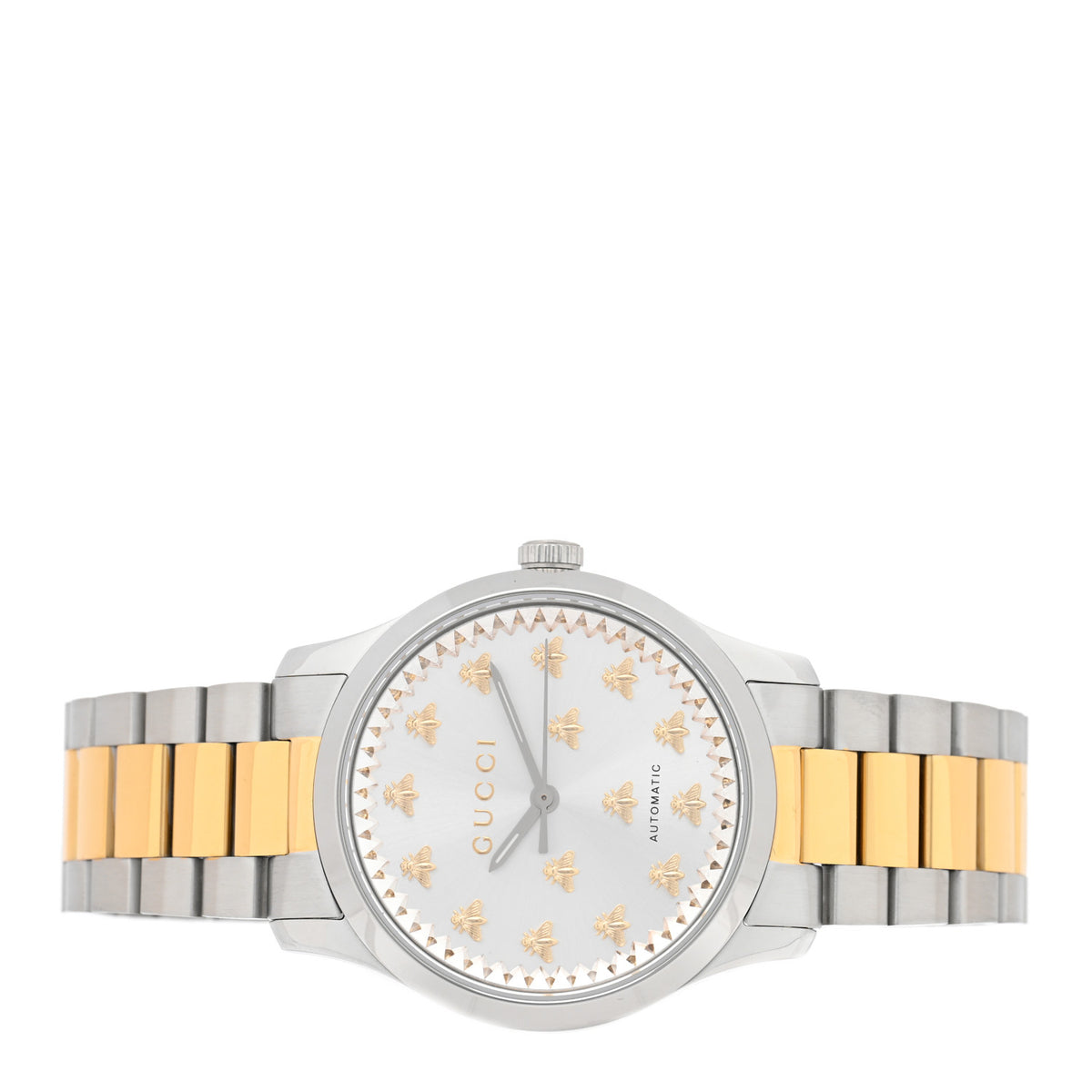 Stainless Steel 38mm G-Timeless Two Tone Bee Automatic Watch Silver