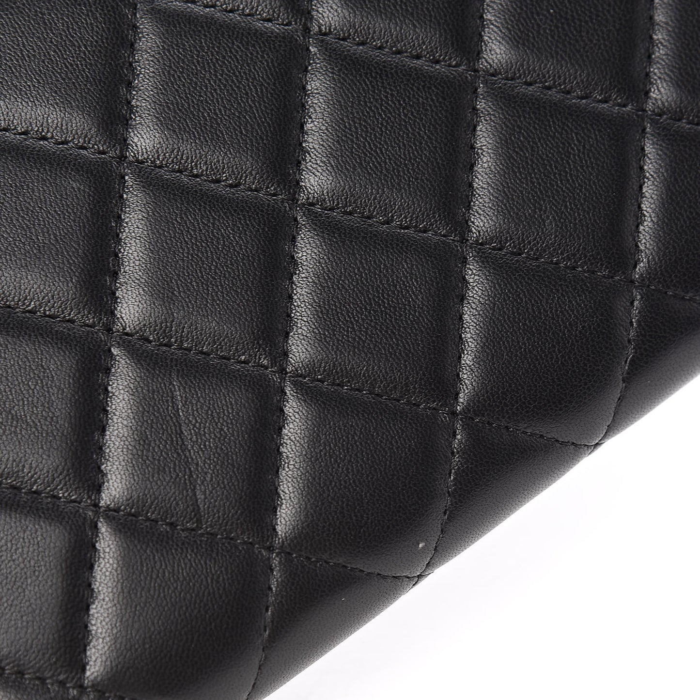 Lambskin Quilted Large Gusset Zip Around Wallet Black