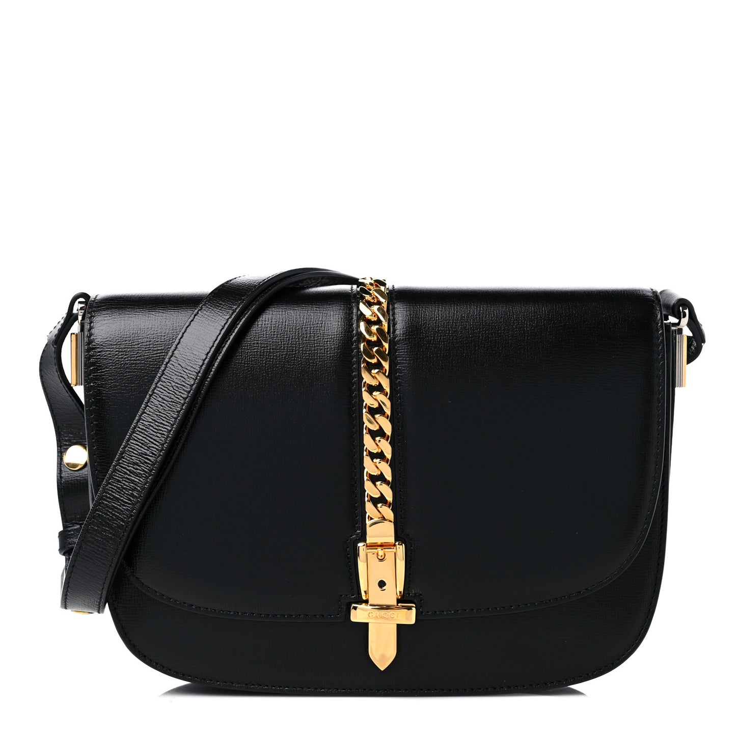 Azalea Calfskin Small Sylvie 1969 Flap Messenger Bag Black