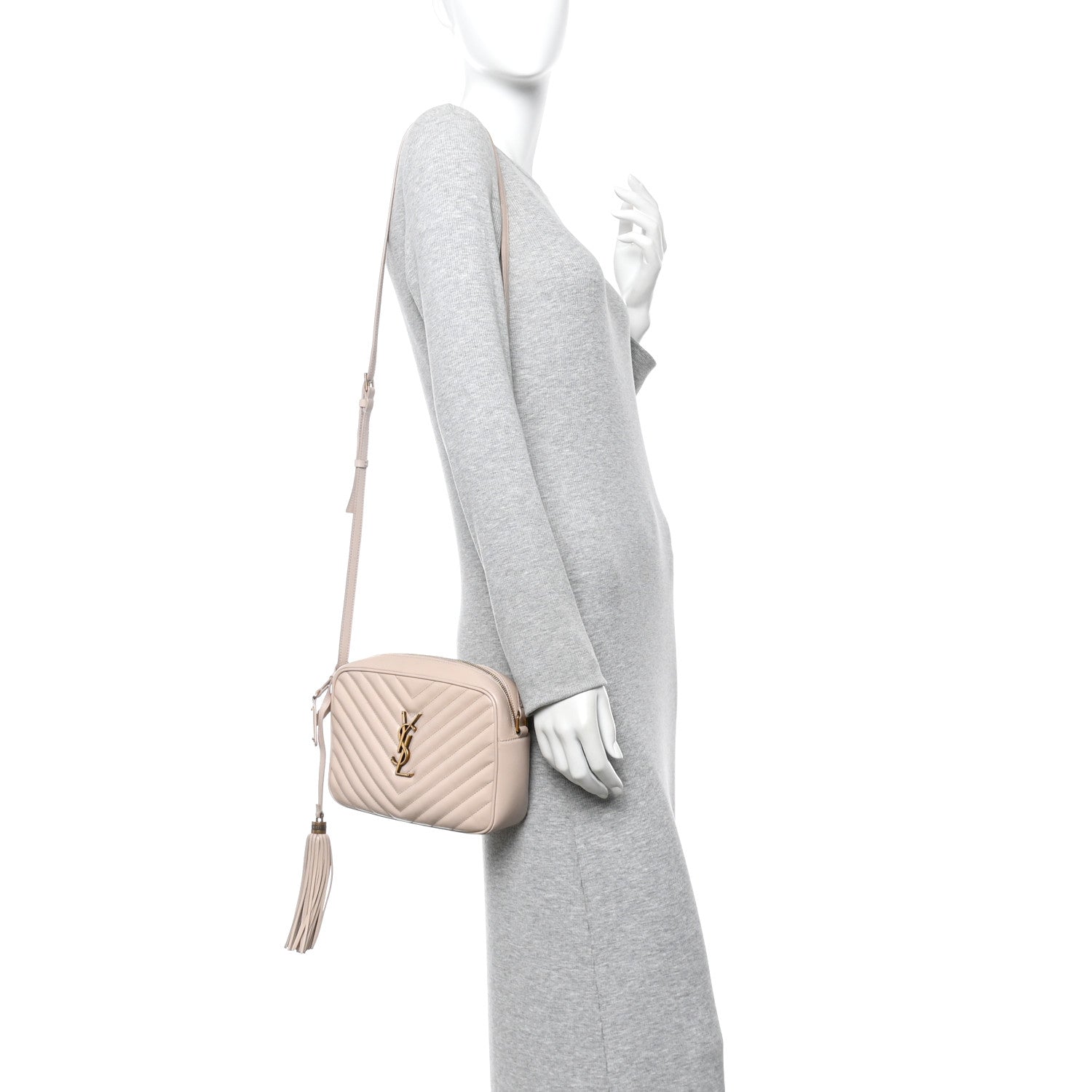 Saint Laurent Calfskin Matelasse Monogram Lou Camera Bag Light Pink 2 of 14