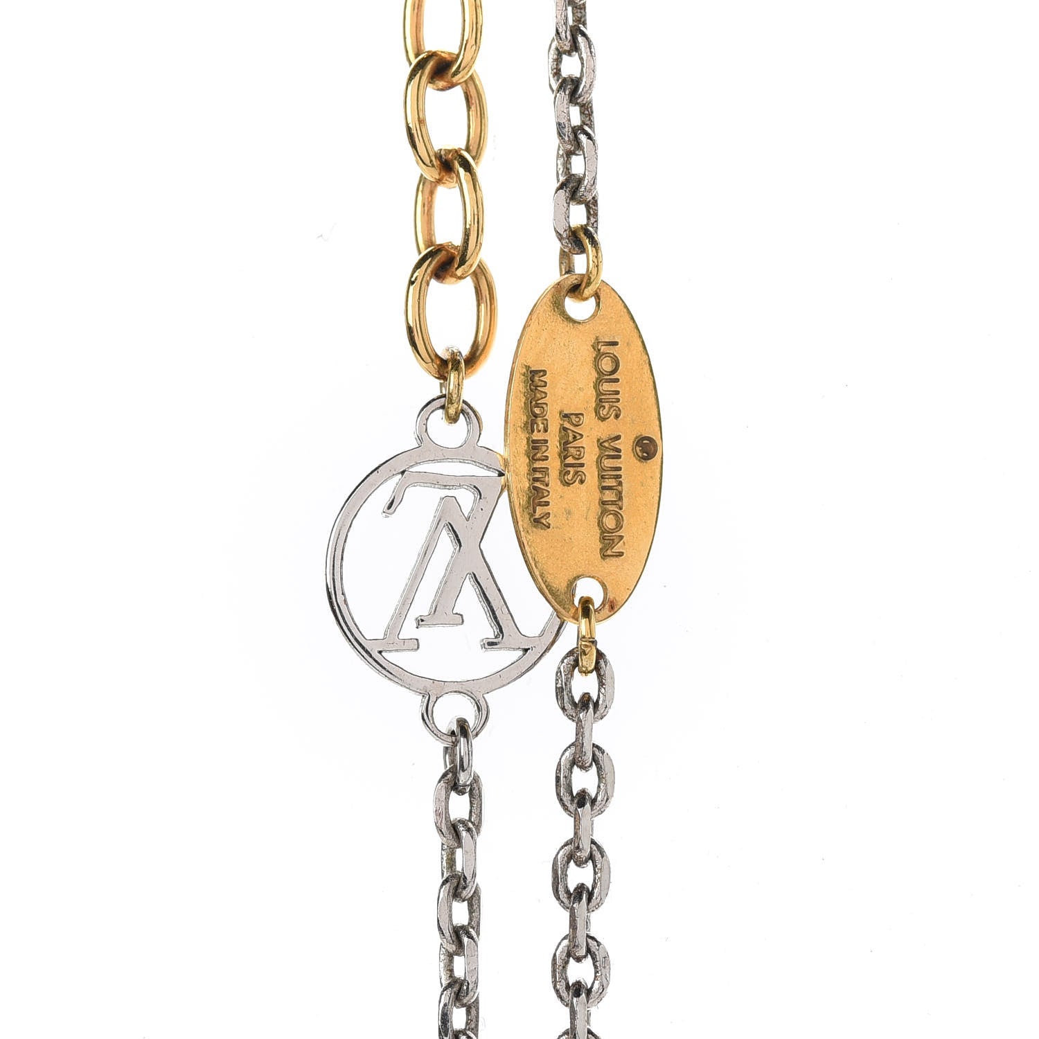 Louis Vuitton Logomania Sautoir Necklace Silver Gold 5 of 6
