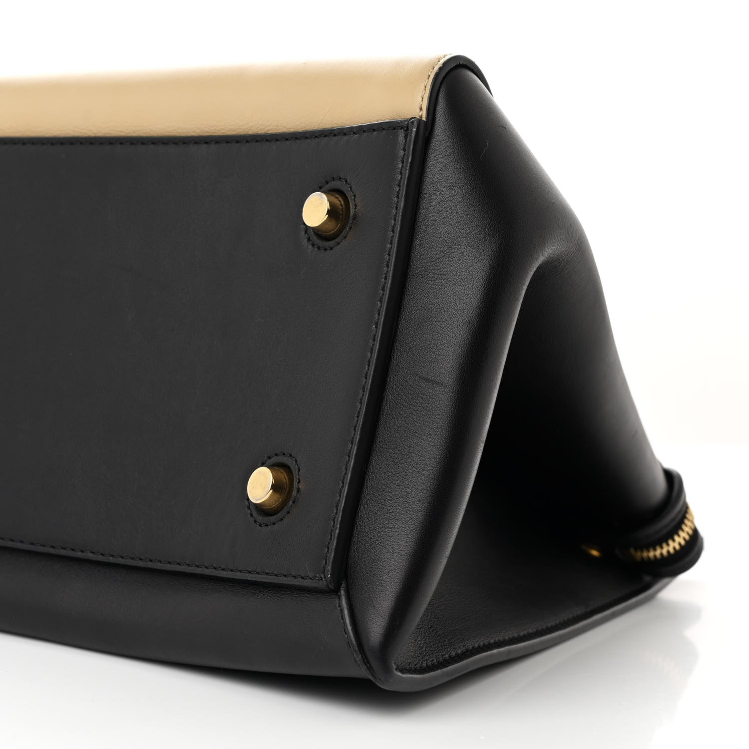 Celine Smooth Calfskin Medium Bi-Color Edge Shoulder Bag Black Beige 10 of 11