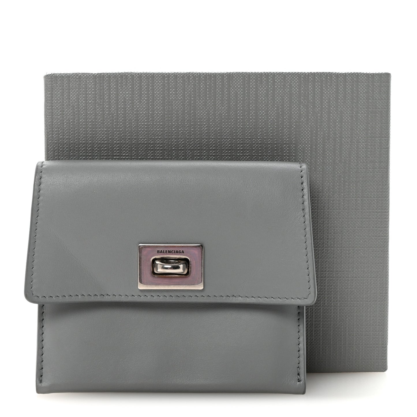 Smooth Calfskin Rodeo Flap Card Holder Cloud Grey