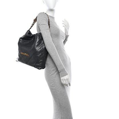 Chanel Shiny Calfskin Quilted Chanel 22 Dark Grey 3 of 10