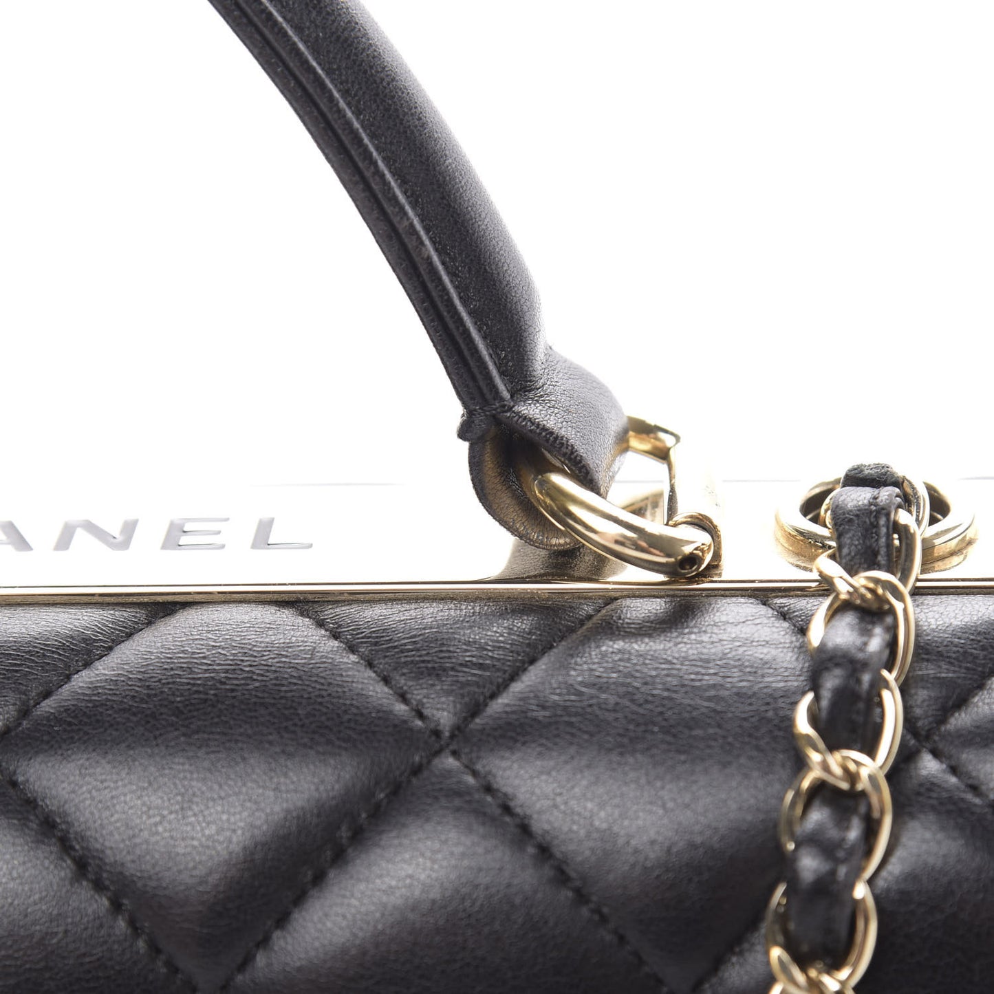 Lambskin Quilted Medium Trendy CC Flap Dual Handle Bag Black