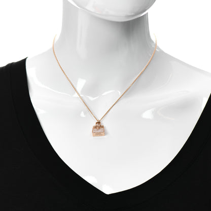 Hermes 18K Rose Gold Diamond Birkin Amulettes Pendant Necklace 2 of 5