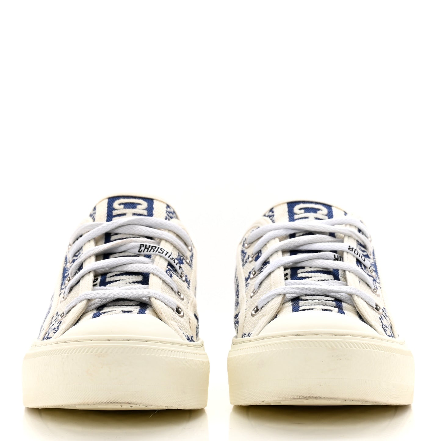 Canvas Toile De Jouy Embroidered Womens Walk Dior Low Top Sneakers 37 White Navy