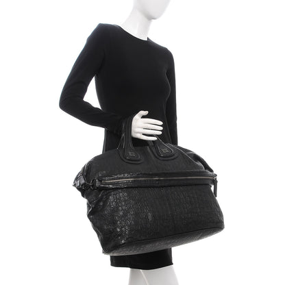 Givenchy Calfskin Crocodile Embossed Large Nightingale Black 2 of 8