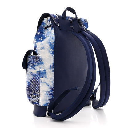 Louis Vuitton Cowhide Monogram Bandana Christopher MM Backpack Blue 3 of 9