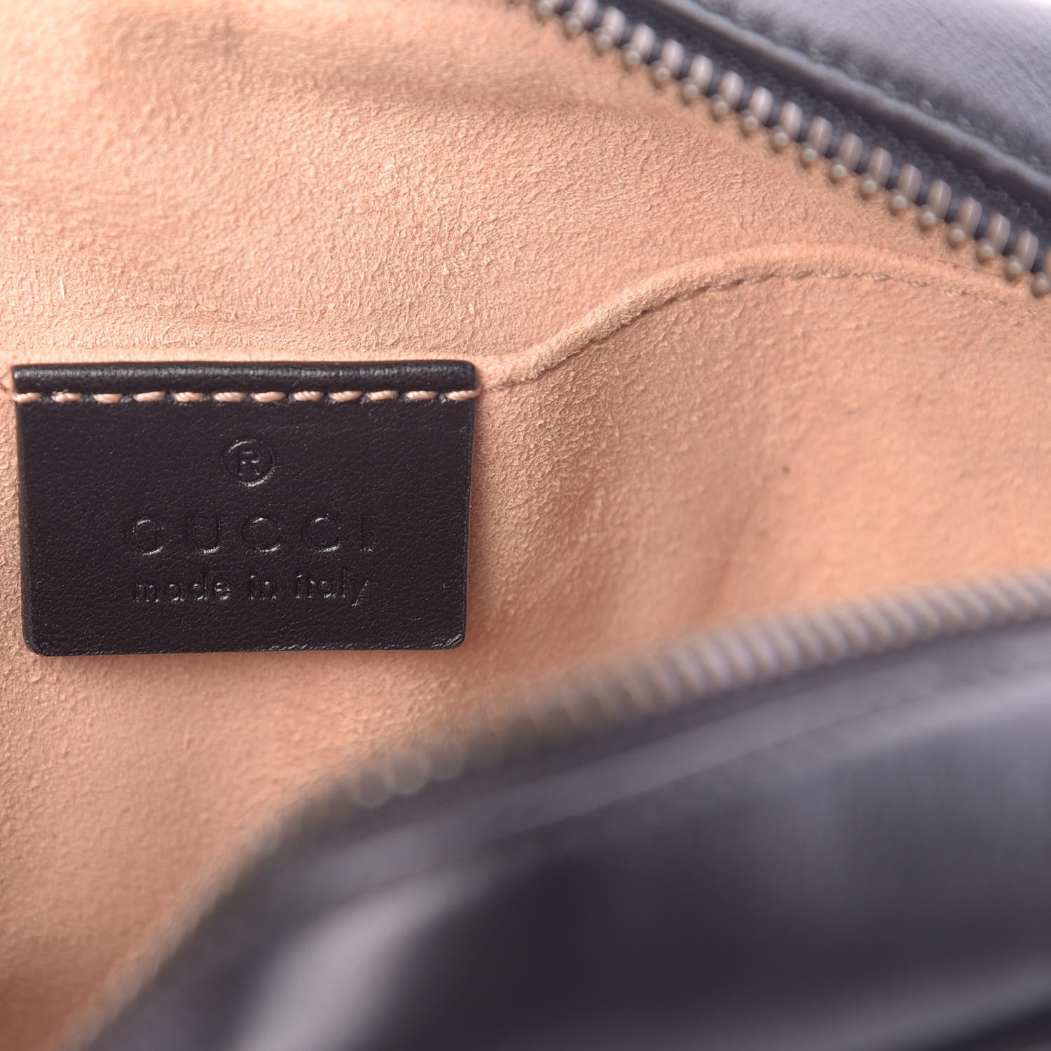 Gucci Calfskin Matelasse Mini GG Marmont Chain Shoulder Bag Black 6 of 11