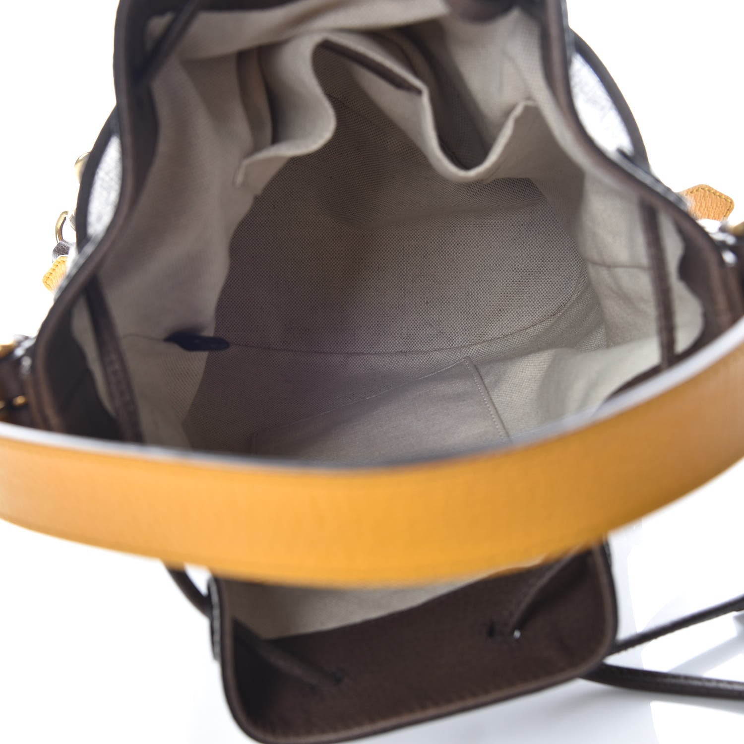 Gucci GG Supreme Monogram Neo Vintage Drawstring Bucket Backpack Beige New Acero Crop 5 of 10