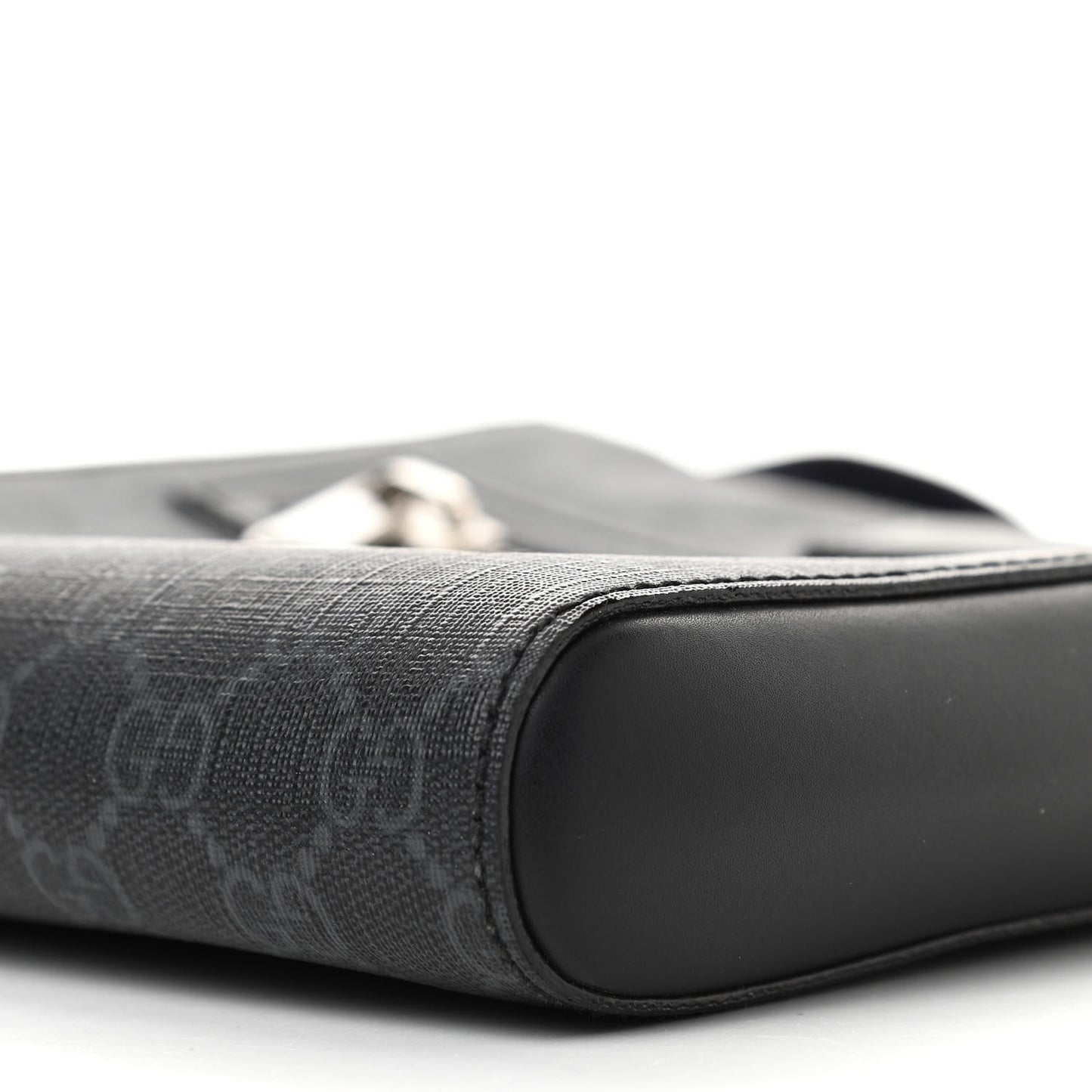 GG Supreme Monogram Web Small Flat Messenger Bag Black Grey